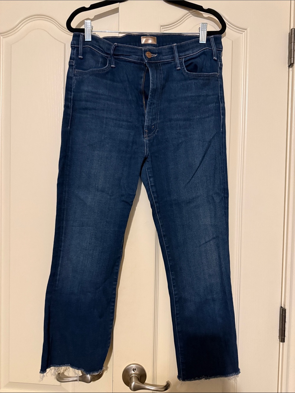 MOTHER Dark Blue Cropped Straight Jeans